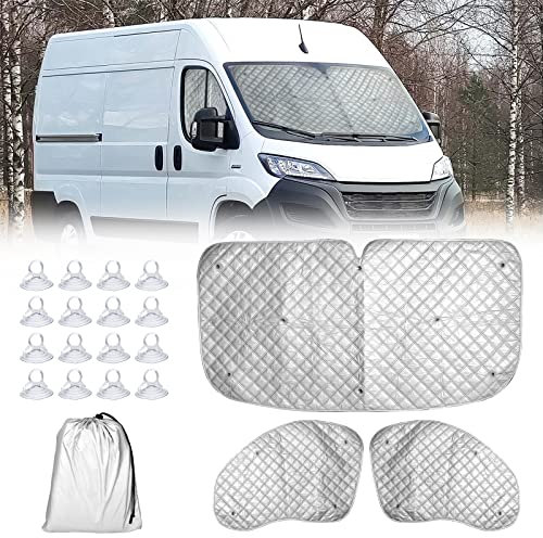 CICMOD Protector de Parabrisas para FIAT Ducato Parasol para Parabrisas de Coche Cubierta de la Pantalla Frontal de la Ventana térmicas internas Protección Solar
