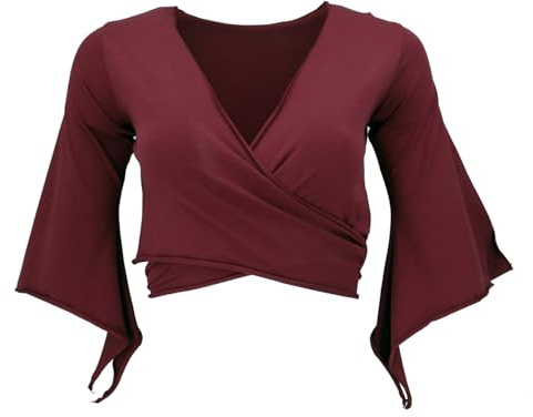 Elfen Top aus Bio-Baumwolle, Top Goa-chic, Yoga Wickeltop, Rose Water | Wickeltop aus 95% Bio-Baumwolle, 5% Elastan, Slim Fit, vielseitig tragbar, ideal für Yoga und Alltag.