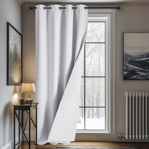 Deconovo Cortinas Salon Modernas Opacas Térmicas Aislantes Frio y Calor Invierno con Ollaos 1 Pieza 140x260cm Gris Perla