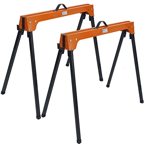 Holmwerk Stahl Sägebock Arbeitsbock klappbar 2er Set Werkbock Traglast 1000kg/ Paar Gerüstbock robuste Sägehilfe Sägepferd Sägebock mit Griff Gerüstbock für Holzbearbeitung