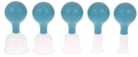 5er Set Schröpfglas aus Kunststoff mit Ball | Hellblau | alle Größen