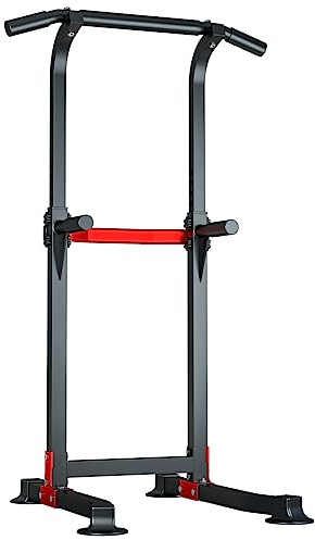 EASY BIG Power Tower Dip Station con Sbarra per trazioni - Attrezzatura Multiuso per Palestra Domestica con Altezza Regolabile e poggiapiedi Antiscivolo - capacità 150 kg/330 libbre