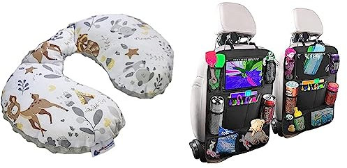 Medi Partners NACKENKISSEN Kinder Nacken Nackenstütze 100% Baumwolle/Minky Baby Nackenhörnchen & BillyBath Rückenlehnenschutz Auto Kinder mit 10 Zoll iPad/Tablet-Tasche