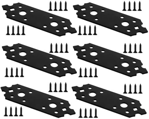 Piastra Forata, 6 Pz Connettori Piani, Connettori per Legno, Piastre di Connessione in Metallo, Lastre Forate Nere per la Riparazione e Fissaggio del Legno, Stile Vintage, 130x40x2.5mm