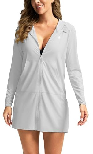 G Gradual Women's UPF 50+ Swim Cover Up Sun Protection Light Grey
