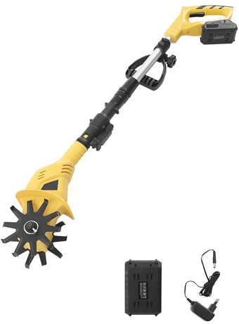 ACROSSPART Gartenfräse Bodenhacke Motorhacke für Garten 20V Akku-Bodenhacke, Akku Fräse Kultivator mit Handgriff, Elektro Bodenhacke Bodenkrümler Gartenhacke mit Batterie&Ladegerät, Elektromotorhacke