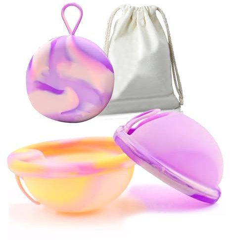 Landrain Feminal - Die Menstruationsscheibe, Menstrual Disc, Periodenscheibe mit 2 Periodenscheiben der Größe M+L und Aufbewahrungstaschen