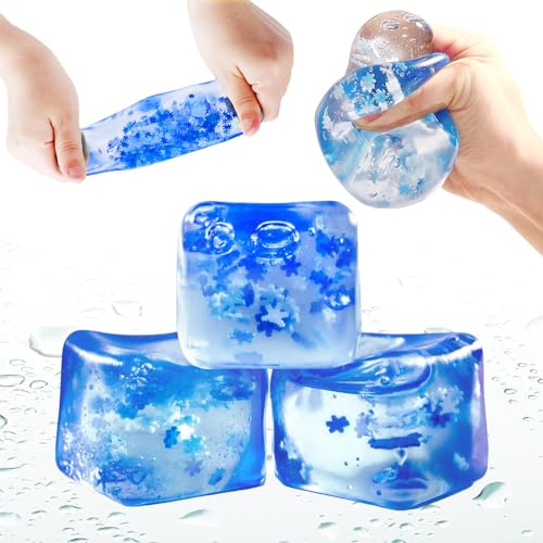 oyeftp Stressbälle Squeeze Cube - Antistressbälle für Erwachsene, Squeeze Spielzeug Squishies Ball, Anti Stress Spielzeug Bälle, Ice Cube Fidget Toy 3 Pack