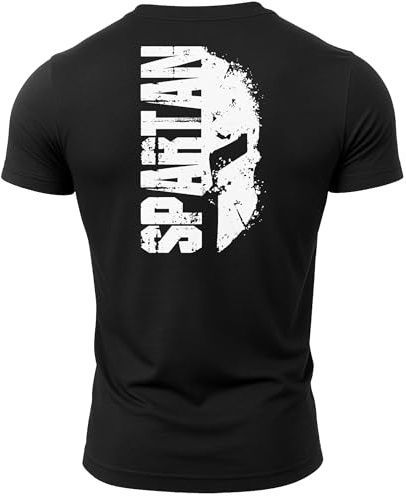 GYMTIER T-shirt de musculation pour homme avec motif casque de spartiate pour le gym, Noir , S