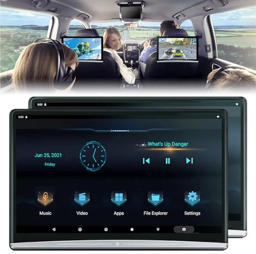 HEAXIY 2 Stück 13,3 Zoll Auto-Kopfstützen-Videoplayer, Android 10.0 Auto-Heck-Entertainment-System 4K 1080p WiFi/Bluetooth/USB/Hdmi/Airplay