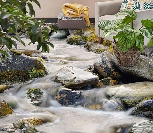 Benutzerdefinierte Boden Wasserdichte Stereo-Aufkleber 3D-Flusssteine, 430 x 300 cm 3D-Bodenfliesen Aufkleber Bodenbelag Tapete Wandbild PVC Wasserdicht selbstklebende Tapete Wohnkultur
