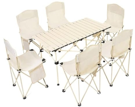 Tische und Stühle für den Außenbereich, Klapptisch und Stuhl-Set für den Außenbereich, tragbarer Aufbewahrungstisch und -stuhl, Camping, Camping, Outdoor-Klappstuhl, Tisch und Stühle (Farbe: Weiß, Grö