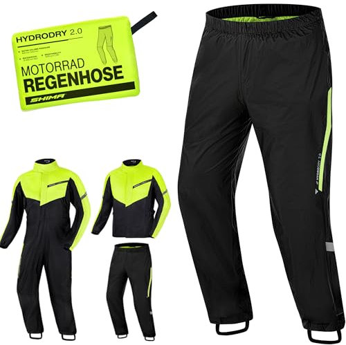 SHIMA HYDRODRY 2.0 Motorrad Regenbekleidung Hose Wasserdicht Reflektierend Damen Herren Set für Regenkombi Waterproof Regenschutz Atmungsaktiv Motorradkombi (Hosen Unisex, Fluo, XL)