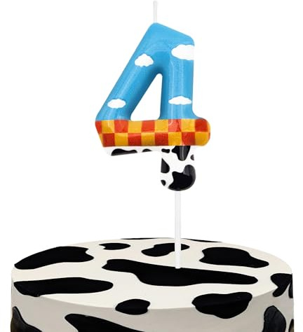 Toy Inspire Game Story 4th Birthday Number Candles, Number 4 Candle Cake Toppers for Cartoon Story Themed Parties, 4th Birthday Cake Candles for Boys and Girls, Kids Party Supplies