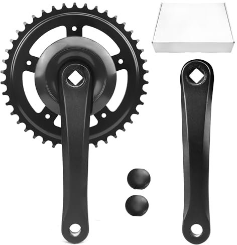 BALINGE Fahrrad-Kurbelgarnitur, 42T - 170 mm, universelles quadratisches Kurbel-Set, Ladekurbel-Set mit 170 mm Aluminiumlegierungsarm für Einzel-/1/6/7/8-Gang-Damenfahrrad, Klapprad, Cruiser-Bike,