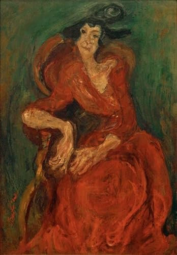 GKAZGQPR Berühmte Gemälde Leinwand Kunstdrucke Ölgemälde auf Leinwand Die frau in rot von chaim Soutine Leinwand Ölgemälde für Schlafzimmer Home Decor 60x90cm