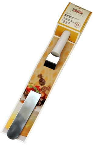 sopomarkt24 Winkelpalette Streichmesser Tortenmesser Konditormesser Streichpalette stumpfer abgewickelter Kuchenspatel zum Verzieren & Bestreichen aus Edelstahl 38 cm Weiß