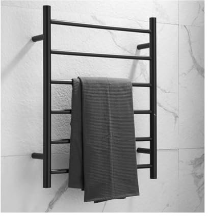 WRJAHCG Scaldasalviette Elettrico Bagno da Parete,Portasciugamani E Asciugatrice per Bagno Basso Consumo,6 Barre Termoarredo Asciugamani da Bagno Termostato,Nero,Hard Wired