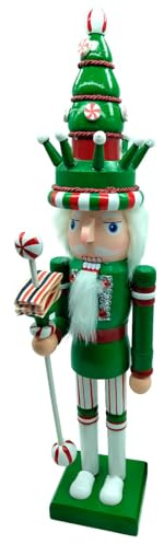 AC - Figura de Cascanueces Navideño - Fabricado en Madera - Incluye Palanca para Abrir el Cascanueces - Artículo para decoración navideña - 44 x 10 x 7,5 cm - Modelo Aleatorio