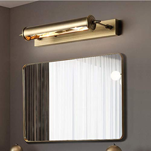 SSNCcNC Vintage Spiegel Vorne Licht Amerikanische Spiegellampe Bad LED 10W Schminktisch Spiegelleuchte Make-up Spiegellicht Antik Messing Wandbild Wandleuchte Bügeleisen Badlampe 45CM