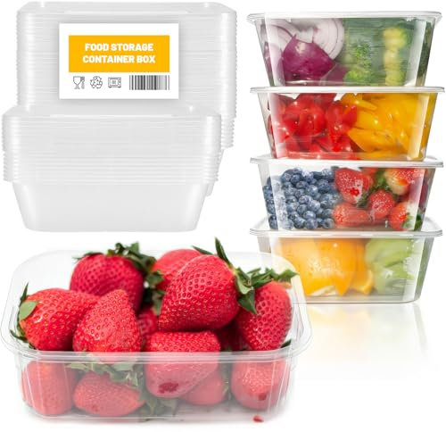 Lot de 10 boîtes alimentaires réutilisables avec couvercles, 650 ml, empilables, passent au micro-ondes avec couvercles étanches, idéales pour la préparation des repas, la maison et la cuisine