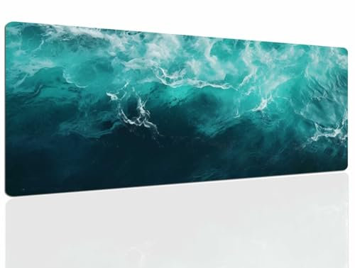 Tapis de Souris Ocean, Tapis Souris XXL, 1200x600x4mm Tapis de Bureau Gaming AntidéRapant, Tapis Bureau étanche, sous-Main pour Clavier et Souris, Mouse Pad Mat, pour Gamer, Ordinateur, Pc 813
