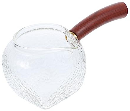 HOLIDYOYO Glass Milk Cup Wood Handle Tea Leaking Pitcher Breast Milk Pitcher for Hot Water