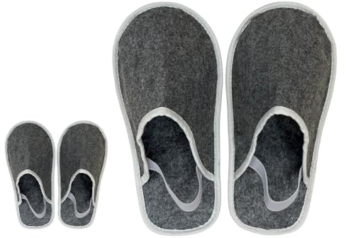 Xlabor Set di 2 paia di pantofole da museo in feltro, con elastico, per proteggere il pavimento da sporco e graffi, pantofole artigianali, in feltro, Set da 2 paia grigio, 41/46 EU