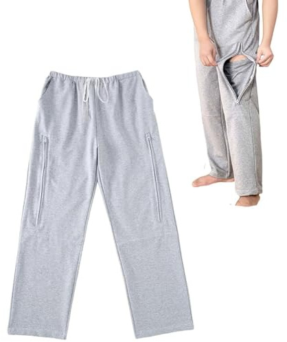 Kateterbensbyxor, Byxor För Urinpåse, Inkontinensbyxor, Nefrostomipåsar Byxor För Cystostomi, Nefrostomi, Urinpåse Stomistöd Med Dubbla Fickor, Unisex(Size:M,Color:Gray)