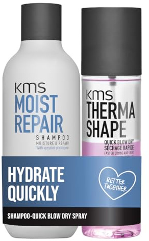 KMS Pflege-Set für gesundes, geschmeidiges Haar mit dem KMS MOISTREPAIR Shampoo und dem THERMASHAPE Quick Blow Dry Spray