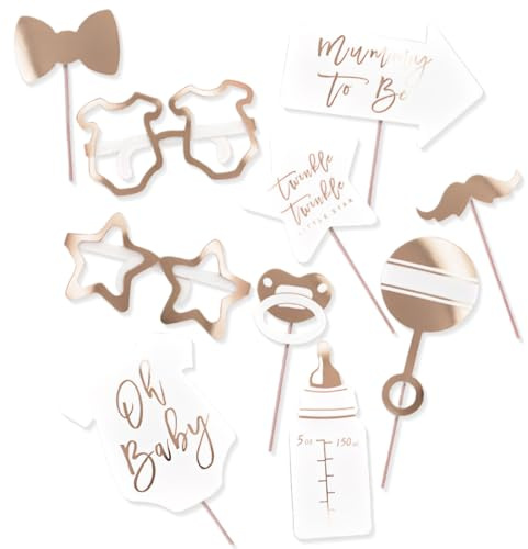 GGUFAY Bebé FotomatóN Baby Shower, Photocall Foto Prop Para Decoracion De Fiesta Recien Nacidas (Oro Rosa)