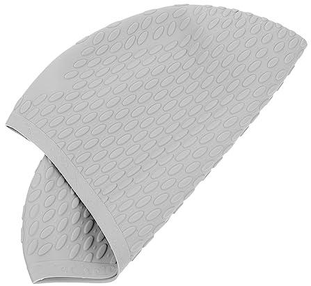 HEMOTON Bonnet De Bain en Silicone Imperméable Bonnet De Bain Confortable Bonnets De Bain Homme Casquettes pour Femmes Étanche Filles Garçons Bouclé Chapeaux Capuchons Grey Gel De Silice