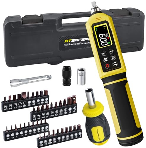Digitaler Drehmomentschraubendreher, 1-6 Nm, 1/4-Zoll-Pfund-Drehmomentschraubendreher mit LCD-Display und Summer und LED-Anzeige
