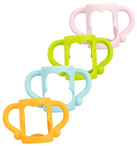 OFFIGAM Biberon Asas de Silicona Protectoras y Decorativas, 4 Piezas de Asas de Agarre para Biberones Recién Nacido, Empuñadura Cómoda para Sujeta Biberon