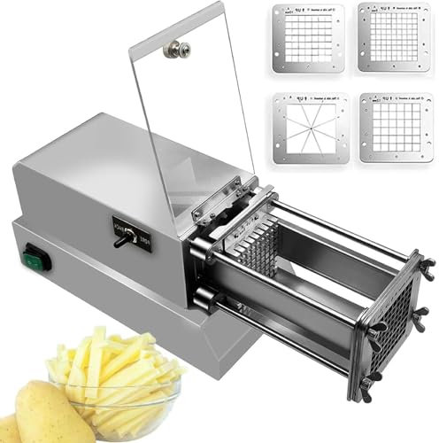 KHYTEBV Coupe-Frites Professionnel, Coupe-légumes et Fruits, trancheuse de Pommes de Terre Robuste avec 4 Lames, Coupe-Frites électrique pour la Maison