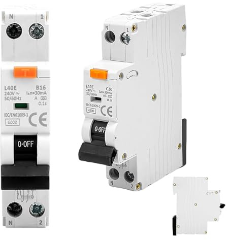 Fi Circuit Breaker AC 240 V 30 mA Disjoncteur FI avec RCBO 20A C20 1P+N Circuit Breaker Hat Rail Leakage Protection contre les surcharges FI/LS Switch CircuitBreaker
