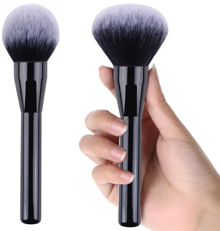 Ousuwo Set di 2 pennelli da trucco, grandi pennelli per cipria con teste rotonde e affusolate, setole sintetiche morbide per una finitura impeccabile, grandi pennelli per cipria per trucco viso