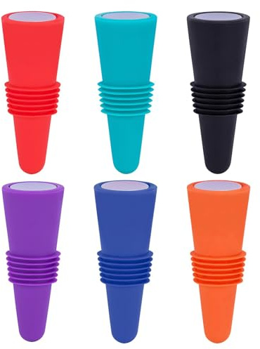 6 Pcs Colorful Bottle Stoppers, Various Glass Bottle Airtight Seal Bottle Stopper for Preserving Freshness, Ideal Reusable Silicone Bottle Stoppers and Beverage Storage