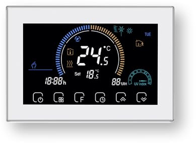 MelkiSmart Wi-Fi Termostato Serie 8000 para Caldera Calefacción, con Pantalla Táctil Programable, Control Remoto Desde Teléfono Móvil, Compatible con Alexa, Google Home e IFTTT.