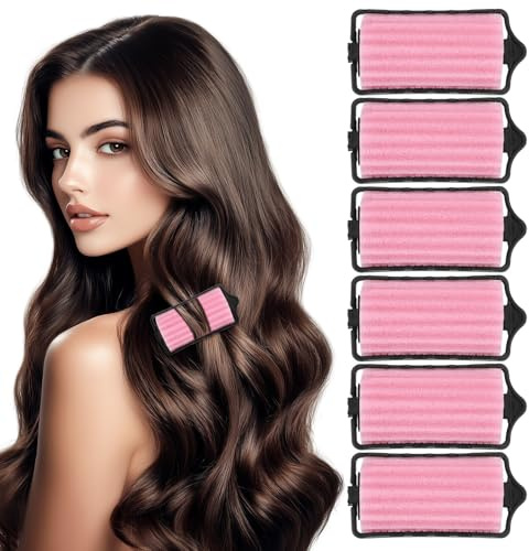 Veemoon Kit de 8 Bigoudis en Éponge Auto-agrippants Rose pour Coiffure, Outils de Coiffage en Plastique et Mousse, Auto-tenant, pour Boucler Cheveux à Domicile ou Salon
