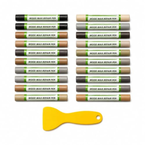 Rokahebi 20 Colours Furniture Markers Touch Up Grey Wood Stain Laminate Floor Repair Kit Wood Filler Sticks Wax Crayons for Wood Scratch Repair Furniture Floor Cabinet Door Restoration DIY Kit