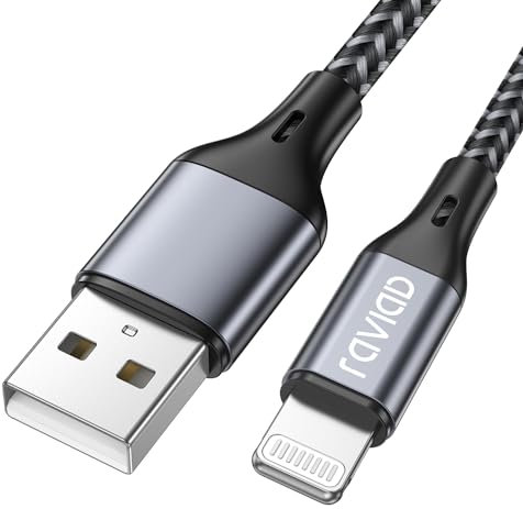 RAVIAD Cavo iPhone, [Certificato MFi] 1.2M Caricabatterie iPhone Carica Rapida Nylon Cavo Phone per Phone 14/13/12/11/Pro/Pro Max/X/XS/XS Max/XR/8/8 Plus/7/7 Plus/6s/6s Plus/6/6 Plus/5/5c