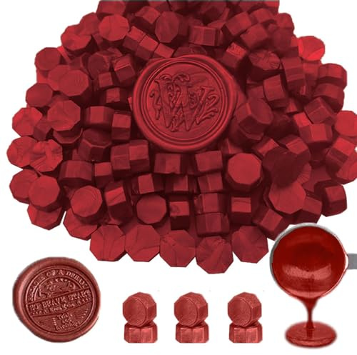 ANBOSE Octagon Wine Red Sealing Wax Beads - 300 Pieces for Letter Sealing