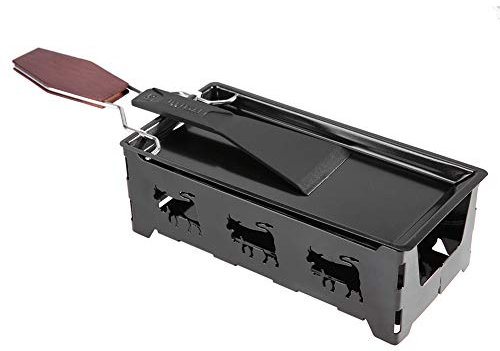 Derretidor de Queso, Mini Raclette Set Antiadherente, Sartén Portátil para Derretir Queso de Las Velas, Herramienta para Asar a la Parrilla para la Cocina Casera, con Manija Plegable, con Espátula