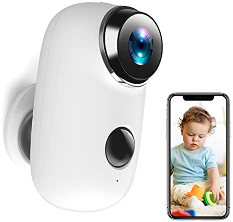 HMD2 Caméra de surveillance sans fil 1080P WiFi CCTV avec audio bidirectionnel, étanche, vision nocturne, détection de mouvement, stockage cloud/SD