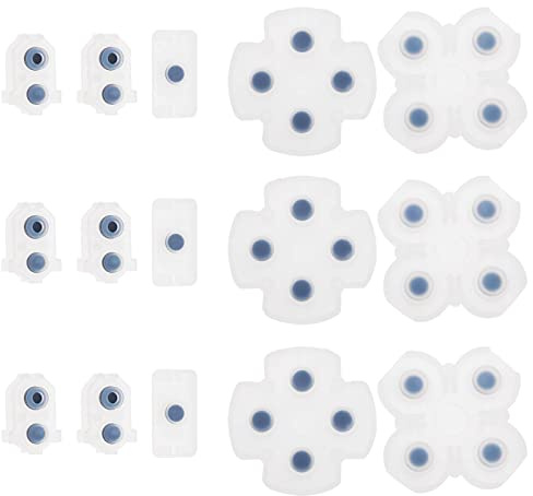 ECSiNG 3 Ensembles de Coussinets Conducteurs Remplacement Compatible avec PS4 JD M-030 JD M-040 Contrôleur Coussinet de Bouton Adhésif Conducteur en Silicone Transparent