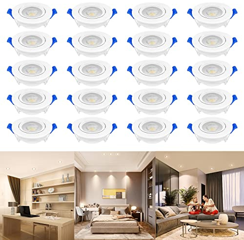 XMTECH 20 Stück 5W LED Einbaustrahler Einbauspot 230V LED Deckenleuchte Deckenspots Spotlight Schwenkbar Deckenstrahler Ultra Flach für Bad Küche Schlafzimmer Flur Keller Büro Bibliothek, Warmweiß