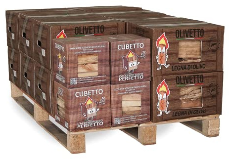 Legna da ardere di olivo + Legnetti accendifuoco (Olivetto + Cubetto) (14+4)