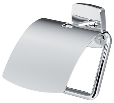 Toilettenpapierhalter mit Deckel Edelstahl Glänzend - Klopapierhalter Silber, ohne Bohren/mit Bohren, Klorollenhalter Wandmontage, Chrom, AGA341400 AM.PM Gem