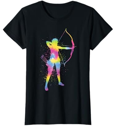 Bogenschützin Langbögen Zielscheibe Splash Bogenschießen T-Shirt